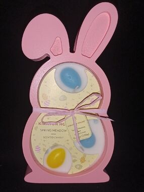 Easter Meadow. Easter Carved Wood  Bunny Shaped Candle